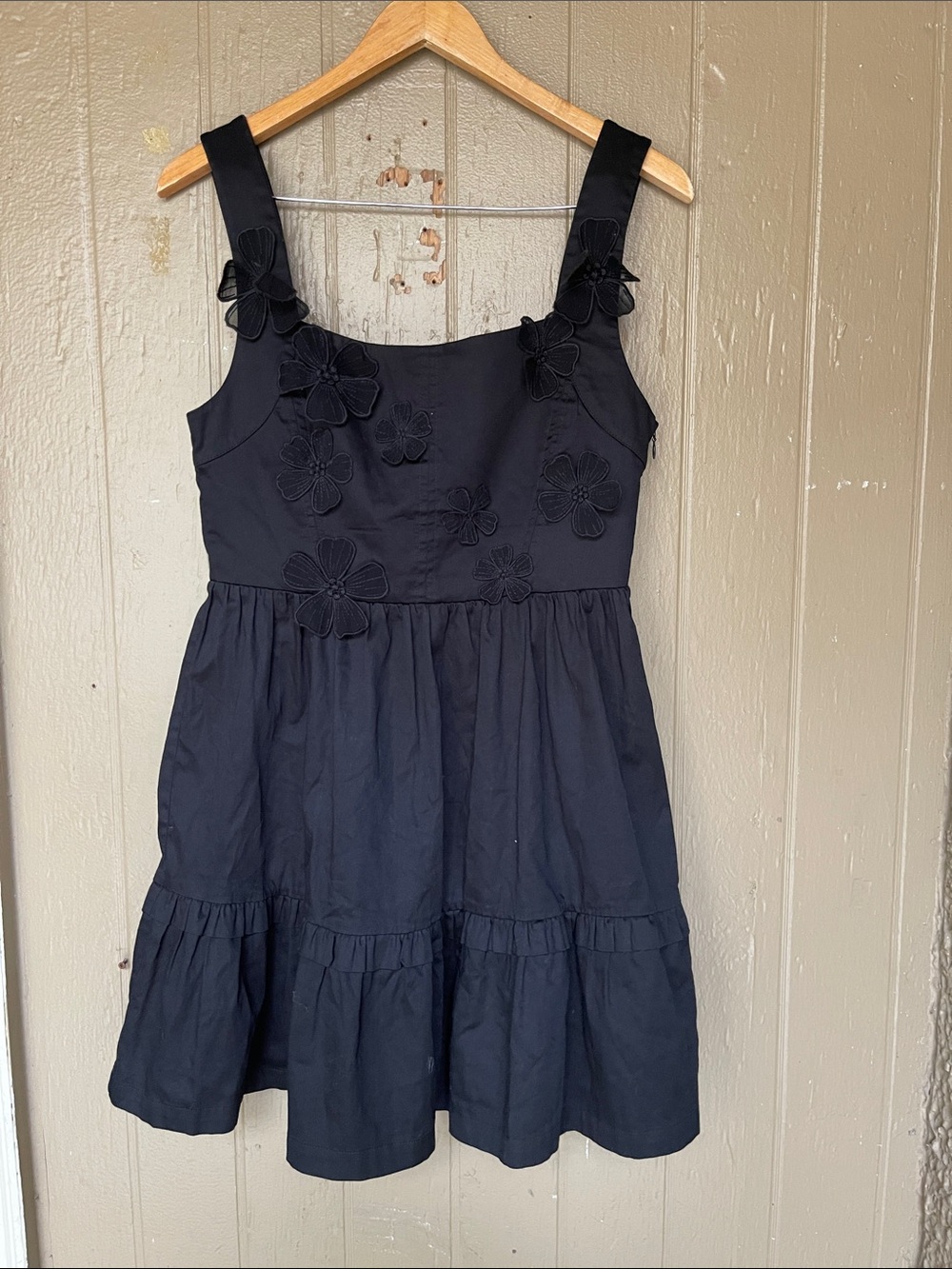 Especia Sleveless Tiered Floral Appliqué Cotton Dress Size M